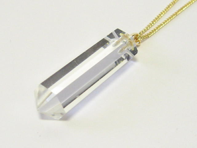 水晶六角柱ポイントペンダントチェーン付き　ダウジング用ペンデュラム