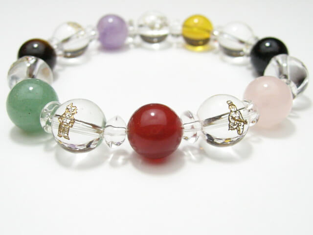 厄年の厄払い厄除けグッズの水晶七福神七色　厄除けブレスレット