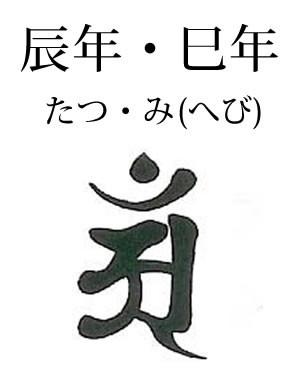 辰・巳年（たつ・へび）： 普賢菩薩・梵字アン