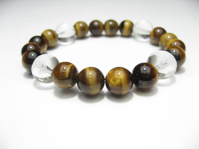 水晶四神獣タイガーアイブレスレット 内径18cm メンズパワーストーンブレスレット