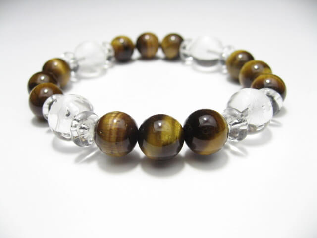 水晶四神獣タイガーアイブレスレット みかん内径17cm メンズパワーストーンブレスレット