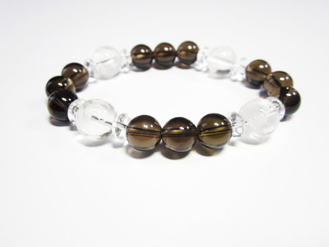 水晶四神獣茶水晶ブレスレット みかん内径17cm/
メンズパワーストーンブレスレット