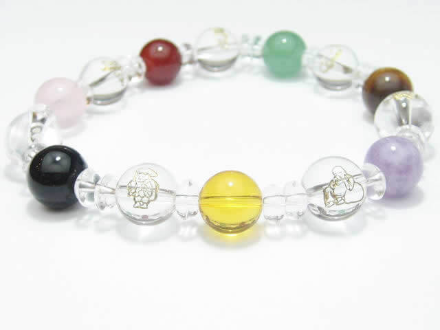 厄年の厄除けグッズの水晶七福神七色厄除けブレスレット