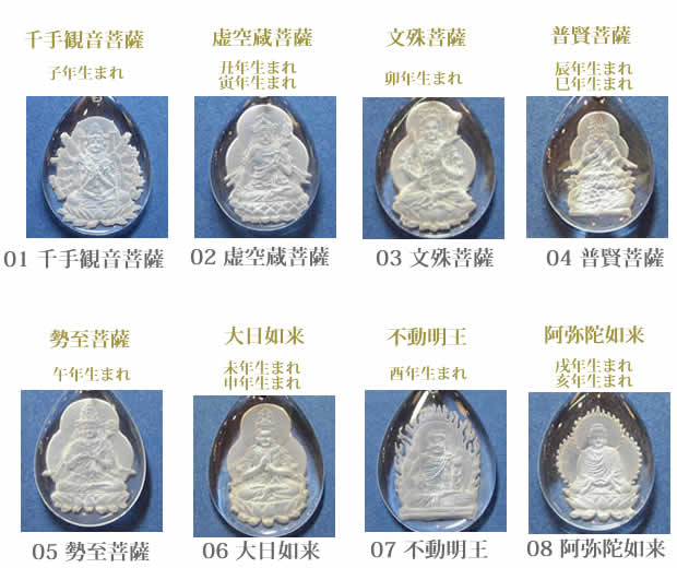 干支守護神・守護本尊八神水晶ネックレス