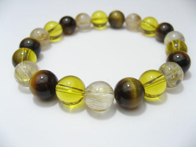 男の最強金運のルチルクォーツ・タイガーアイ・シトリン10mmパワーストーンブレスレット