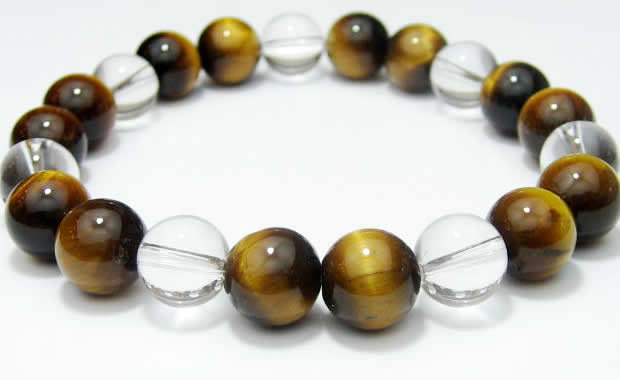 タイガーアイ・タイガーアイ・最高級天然水晶10mmブレスレット/金運アップのパワーストーンブレスレット