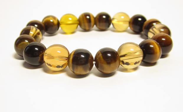金運アップのタイガーアイ タイガーアイ シトリンパワーストーンブレスレット