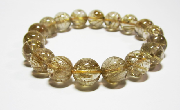 パワーストーン ルチルクォーツ AAA級12mmブレスレット　内径18cm