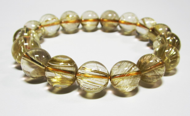 パワーストーン ルチルクォーツ AAA級13mmブレスレット　内径18cm