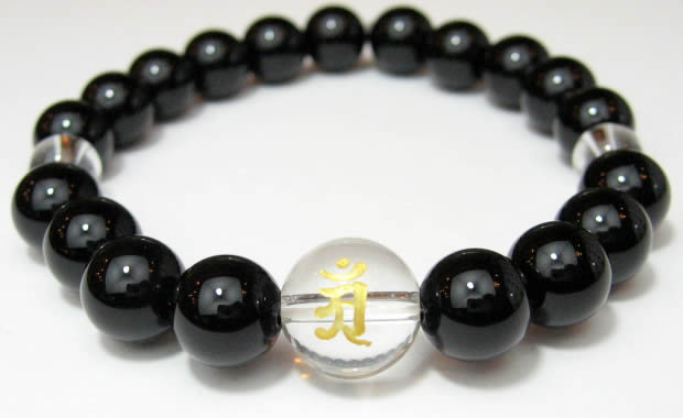 守護梵字・干支梵字「普賢菩薩　アン」オニキス10mm数珠パワーストーンブレスレット