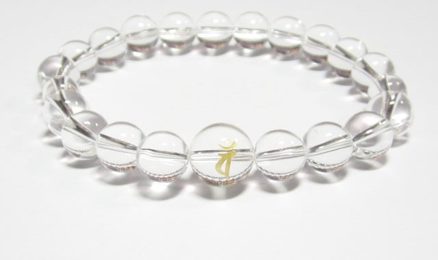 守護梵字・干支梵字「大日如来　バン」最高級天然 水晶10mm数珠パワーストーンブレスレット