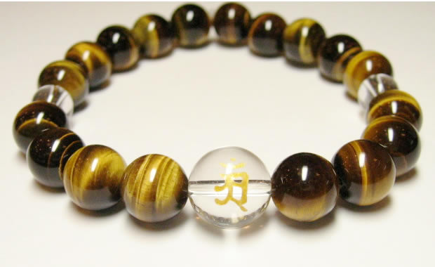 守護梵字・干支梵字　数珠タイガーアイブレスレット10mm