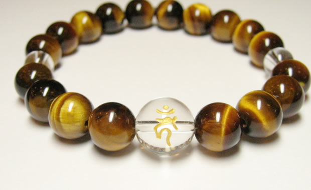 守護梵字・干支梵字　数珠タイガーアイブレスレット10mm