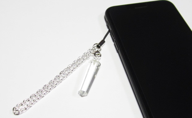 パワーストーン　水晶六角柱S付きシルバー携帯ストラップ