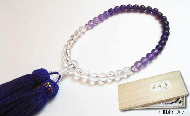 パワーストーン念珠・アメジストグラデーション7mm数珠　正絹紫房