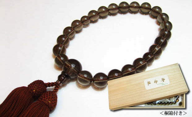 パワーストーン男性用念珠・茶水晶12mm数珠　正絹茶房