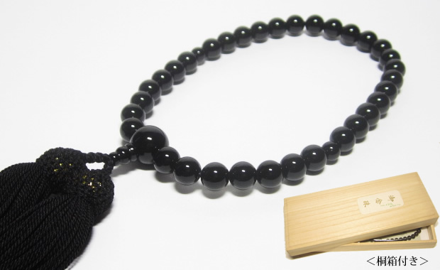 パワーストーン念珠・オニキス8mm数珠　正絹黒房