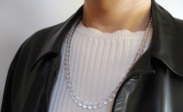 最高級天然石水晶ネックレス8mm 長さ60cm・パワーストーンのお守り水晶ネックレス