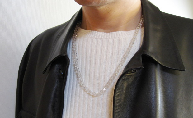  最高級天然 水晶ネックレス6mm カット60cm・パワーストーンのお守り水晶ネックレス