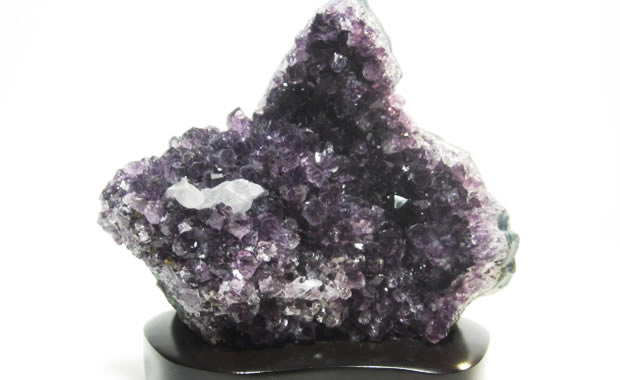 アメジストクラスター・パワーストーンアメジスト原石・アメジストクラスター原石 木製台座付 D-10