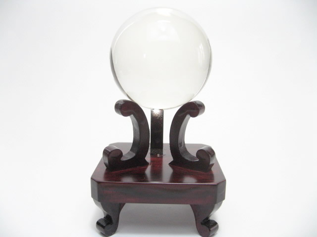  天然 水晶 丸玉1.6寸　鑑別書・木製台座付を販売