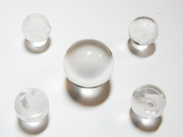 四方地鎮魔除け四神獣水晶玉/東の青竜・西の白虎・南の朱雀・北の玄武/良い気が集まる「四神相応」