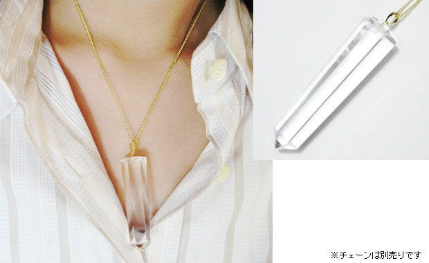 パワーストーンペンダント・水晶 六角柱50mmペンダントトップ　金具18金