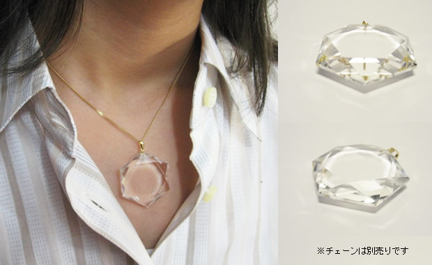 水晶 大　新六芒星ペンダントトップ　金具18金・ダビデの星ネックレス