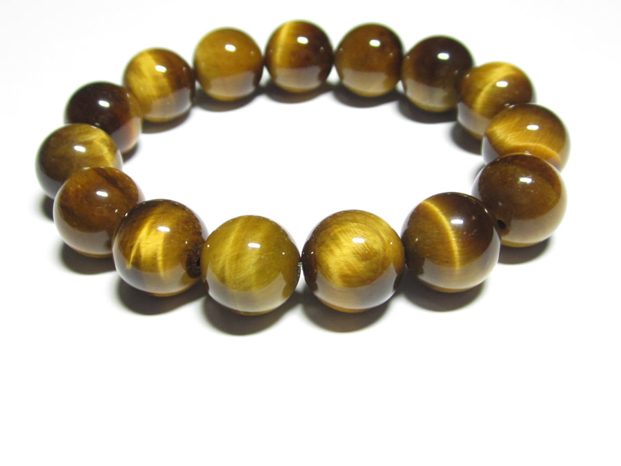 金運・仕事運アップタイガーアイブレスレット14mmのメンズパワーストーンブレスレット