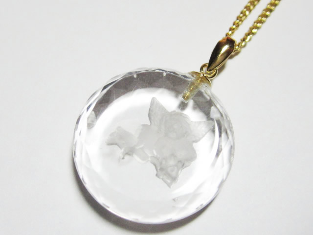 水晶カット天使エンジェルペンダント トップ・パワーストーンチェーンネックレスト/水晶ネックレス