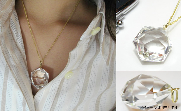 パワーストーンネックレス・水晶 六芒星Oカット大ペンダントトップ　金具18金