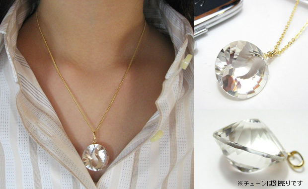 パワーストーンネックレス・水晶 丸Ｓカットペンダントトップ　金具18金
