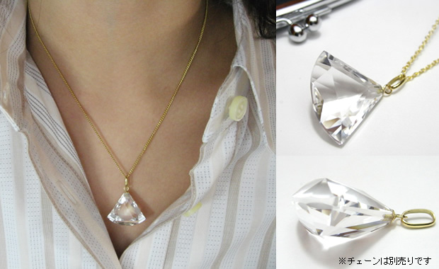 パワーストーンネックレス・水晶 振子カットペンダントトップ　金具18金