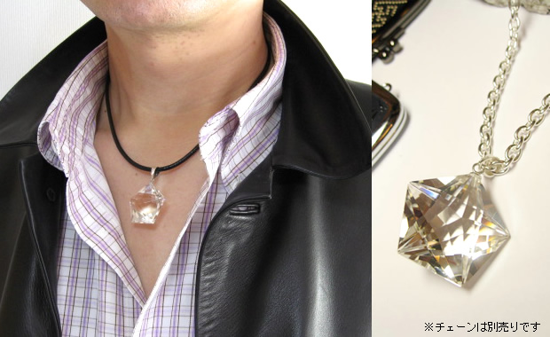 パワーストーンネックレス・五芒星カット水晶ペンダントメンズ/ペンダントトップ シルバー金具