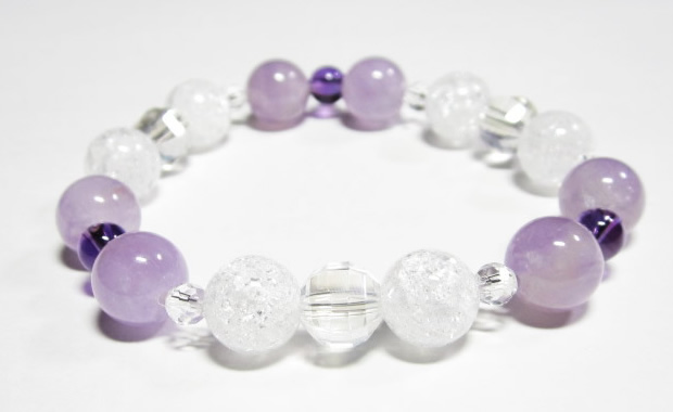 クラック水晶アメジストブレスレット・結婚運にパワーストーンブレスレット