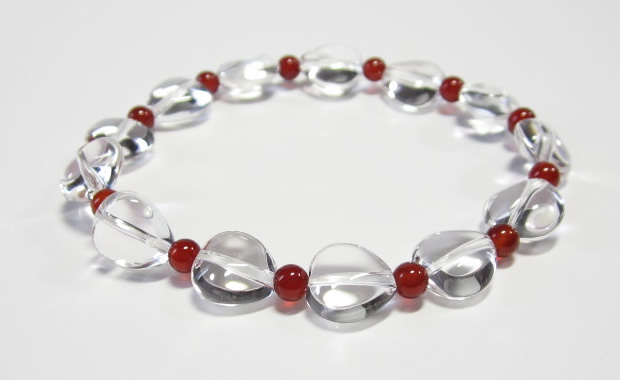 パワーストーン水晶ハート赤メノウブレスレット