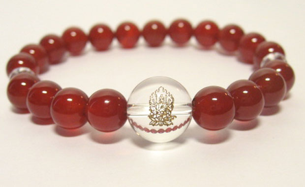 干支守護神【千手観音菩薩】子年の干支守護石 ・赤メノウブレスレット数珠仕立て