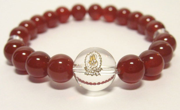 干支守護【文殊菩薩】卯年の干支守護石 ・赤メノウブレスレット数珠仕立て