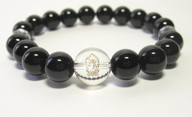 干支守護神【虚空蔵菩薩】丑年生まれ・寅年生まれのの干支守護石 ・干支守り本尊オニキスブレスレット10mm数珠仕立て