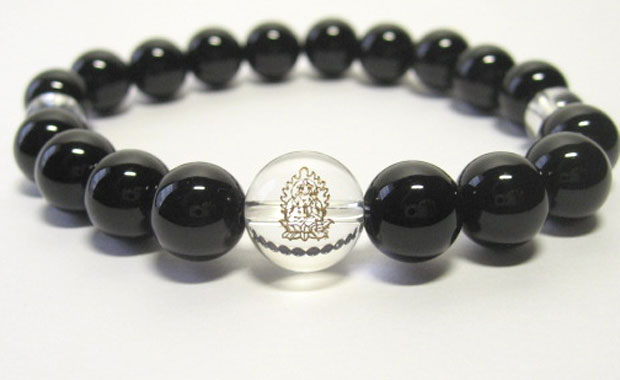 干支守護神【勢至菩薩】午年生まれのの干支守護石 ・十二支守り本尊オニキスブレスレット10mm数珠仕立て