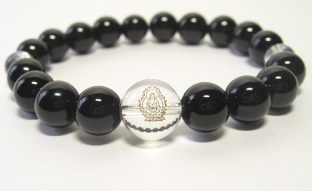 干支守護神【阿弥陀如来】戌年生まれ・亥年生まれのの干支守護石 ・十二支守り本尊オニキスブレスレット10mm数珠仕立て