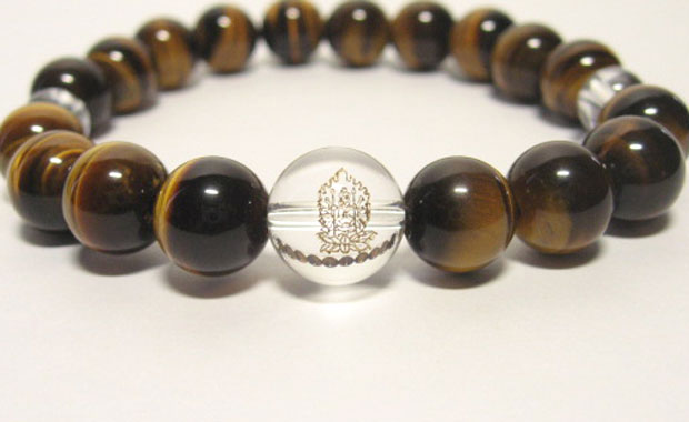 干支守護神【千手観音菩薩】子年の干支守護石 ・十二支守り本尊タイガーアイブレスレット10mm数珠仕立て