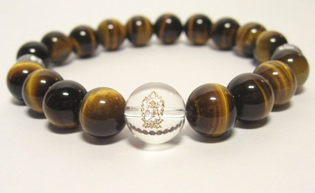 干支守護神【虚空蔵菩薩】丑年・寅年の干支守護石 ・十二支守り本尊タイガーアイブレスレット10mm数珠仕立て