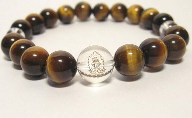 干支守護神【文殊菩薩】卯年の干支守護石 ・十二支守り本尊タイガーアイブレスレット10mm数珠仕立て