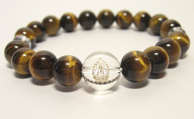 干支守護神【普賢菩薩】辰年・巳年の干支守護石 ・十二支守り本尊タイガーアイブレスレット10mm数珠仕立て