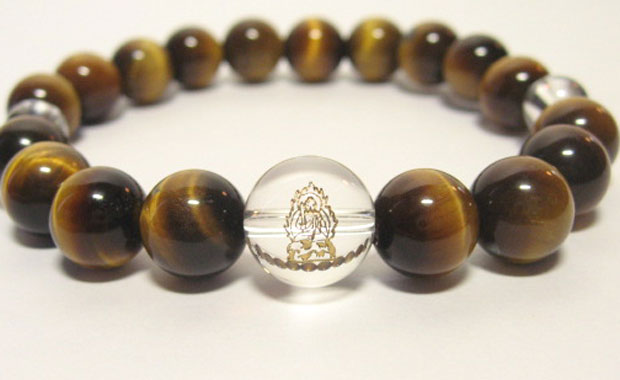 干支守護神【不動明王】酉年の干支守護石 ・十二支守り本尊タイガーアイブレスレット10mm数珠仕立て