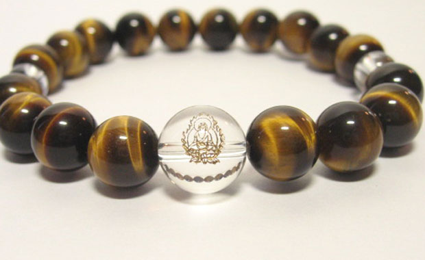 干支守護神【阿弥陀如来】戌年・亥年の干支守護石 ・十二支守り本尊タイガーアイブレスレット10mm数珠仕立て