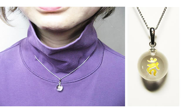 酉年生まれの守護梵字 お守り「不動明王　カーン」パワーストーン水晶玉チェーンパワーストーンネックレス