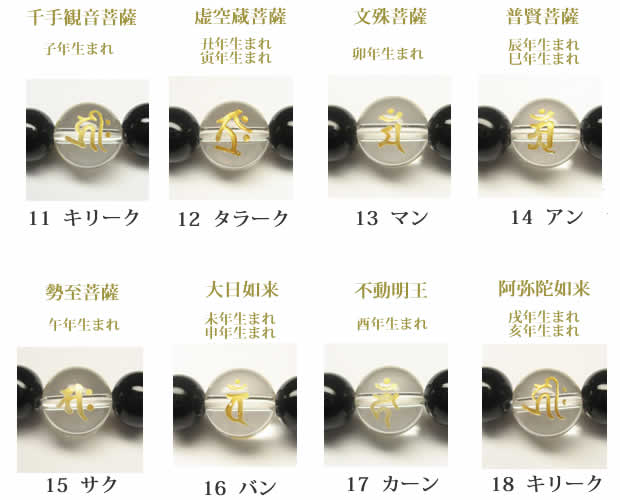 干支・守護梵字　自分の十二支守護神　生まれ年の早見表　 オニキス