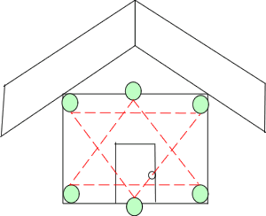 六芒星になる場所に水晶丸玉を置き、家を浄化